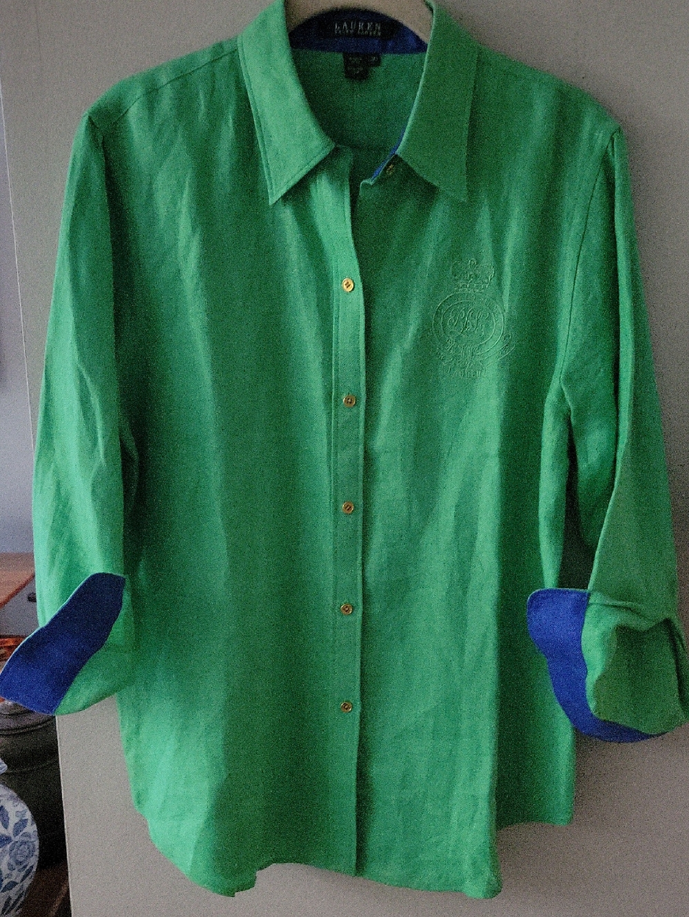 Lauren Ralph Lauren Bright Green Long-Sleeve Button-Down Shirt